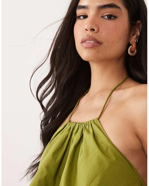 ASOS Green Halterneck Volume Cropped Vest