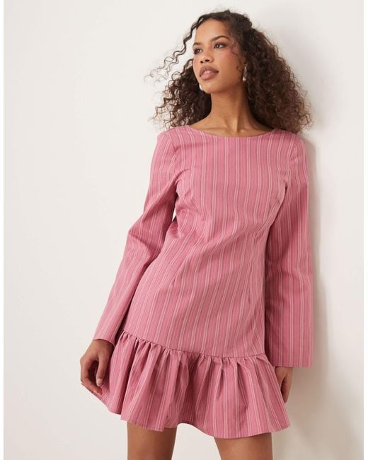 Ghospell Pink Drop Hem Mini Dress