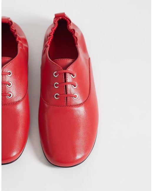 ASOS Red Myriad Premium Lace Up Flat Shoes