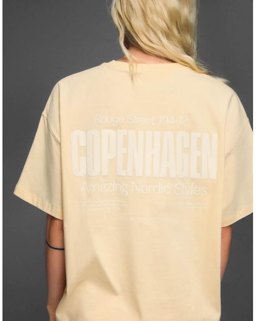 Bershka Natural Short Sleeve Print T-shirt