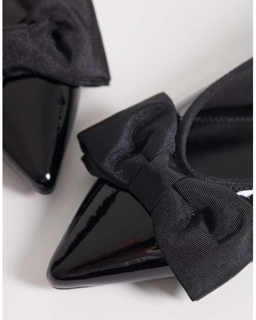 ASOS Blue Langston Bow Pointed Ballet Flats