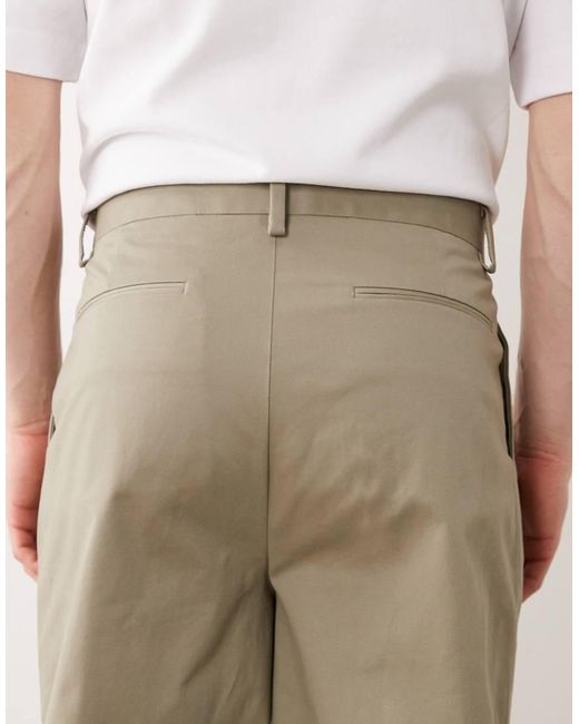 ASOS Natural Tailored Cotton Rich Oversized Tapered Chino Trousers for men
