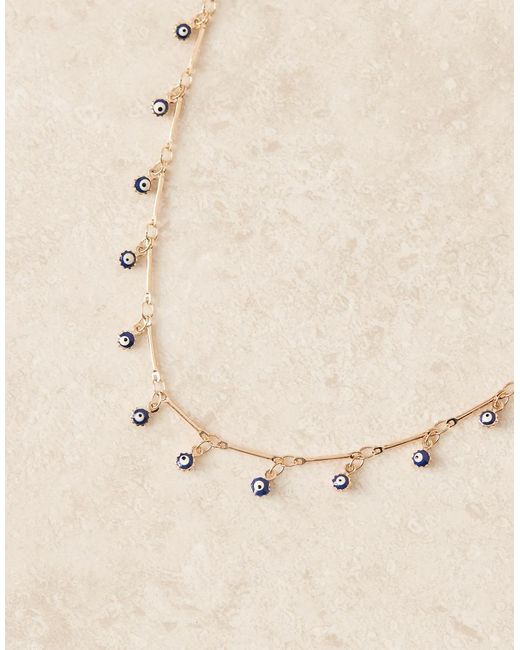 Collana Con Catenina A Trattini Con Occhi Blu di ASOS in Brown