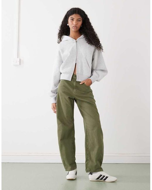 Weekday White Boxy Cropped Zip Through Hoodie