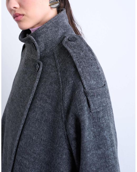 TOPSHOP Blue Formal Longline Funnel Neck Car Coat