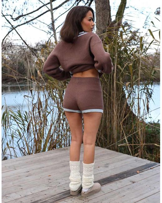 SIMMI Brown Layla Knitted Mini Shorts