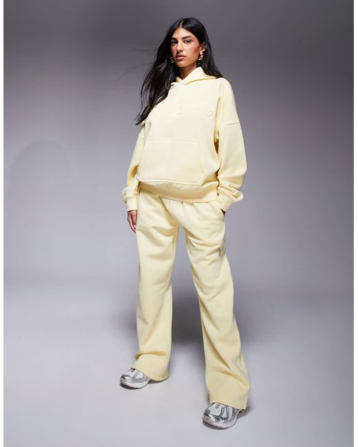 Kaiia Natural Studio Embossed Logo Oversized Hoodie Co-ord