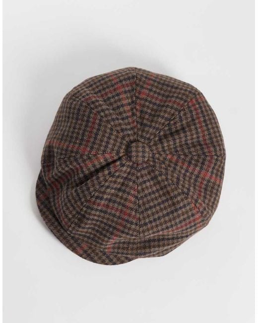 ASOS Brown Check Baker Boy Cap for men