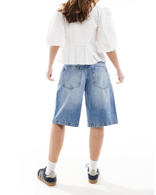 Bershka Blue – baggy-jeans-shorts