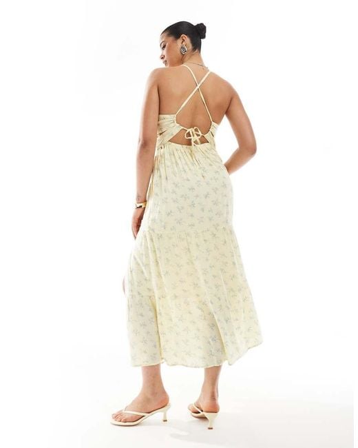 Hollister Natural Open Back Maxi Dress With Thigh Split