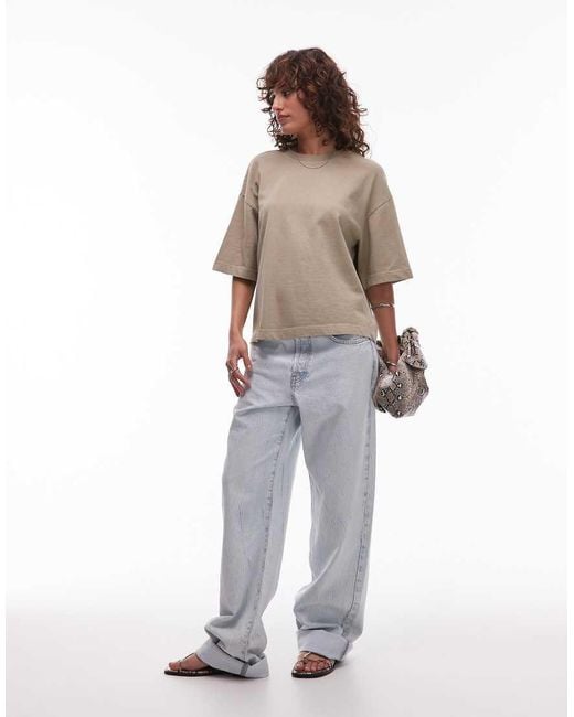 Mango Brown Cotton Premium Boxy Drop Sleeve T-shirt