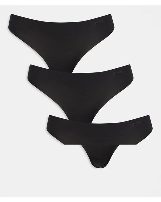 DKNY Black Thong Three Pack