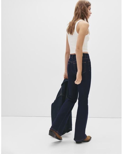Pull&Bear Blue High-rise Flared Jeans