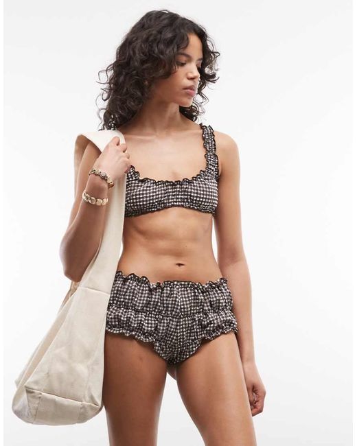 Collusion Black Gingham Seersucker Swim Shorts