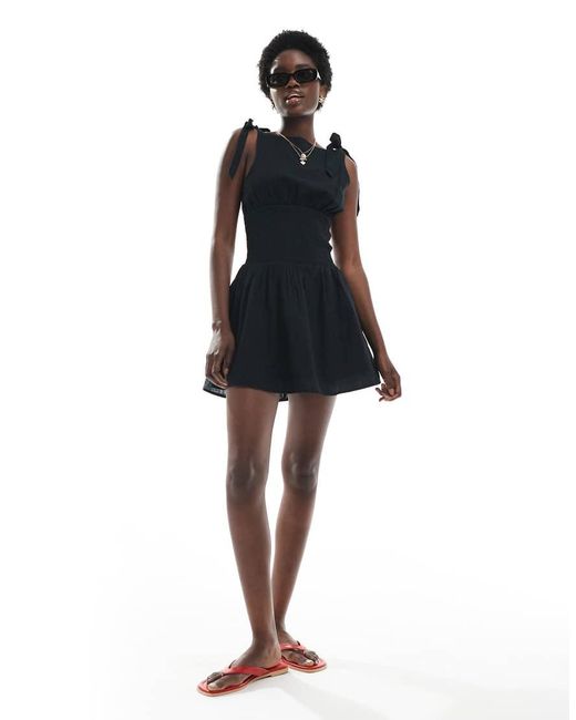 Cotton On Black Lola Tie Shoulder Mini Dress