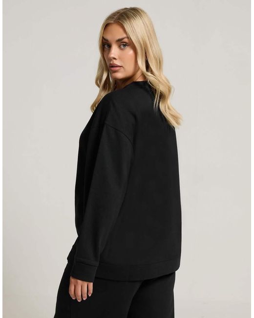 Yours Clothing Black Jersey Button Cardigan