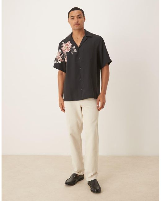 ASOS Ruimvallend Overhemd Met Bloemenprint in het Black voor heren