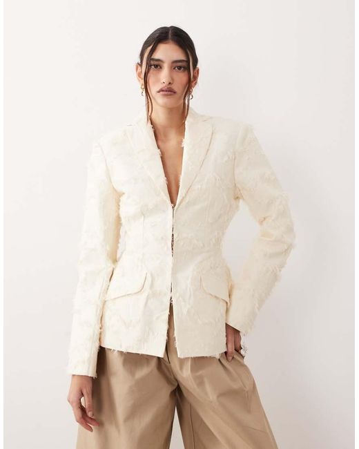 ARRANGE Natural Textured Cinched Waist Blazer