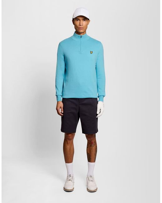 Lyle & Scott Blue Mid Knits Golf Quarter Zip Jumper for men