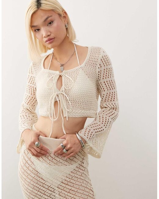 Top d'ensemble au crochet noué devant - beige Noisy May en coloris Natural