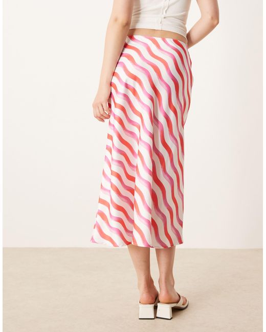 Y.A.S Pink Diagonal Stripe Midi Skirt