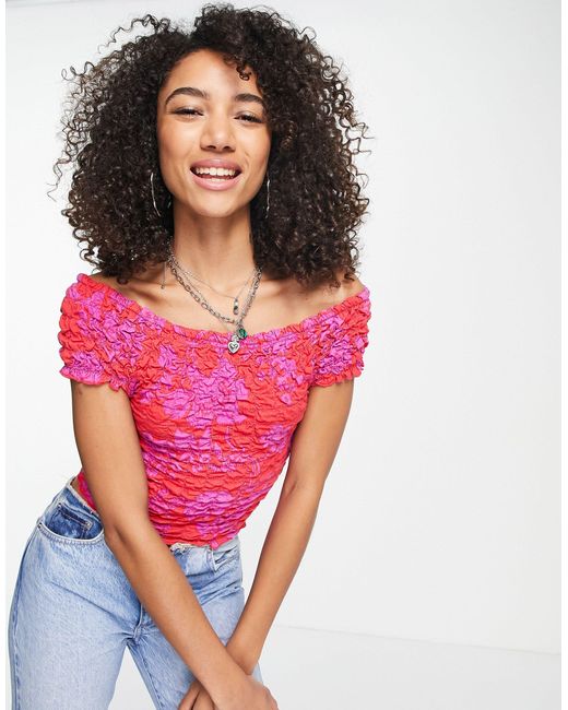 Free People Dominique Cherry Print Shirred T-shirt