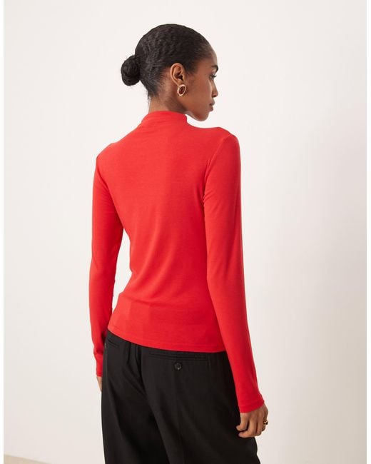 Mango Red – hochgeschlossenes, langärmliges shirt