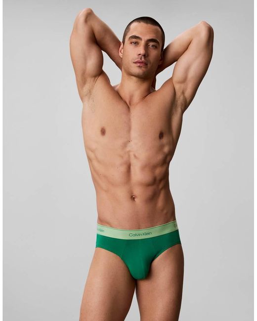 Calvin Klein Blue Pride Cotton 5 Pack Hip Briefs for men