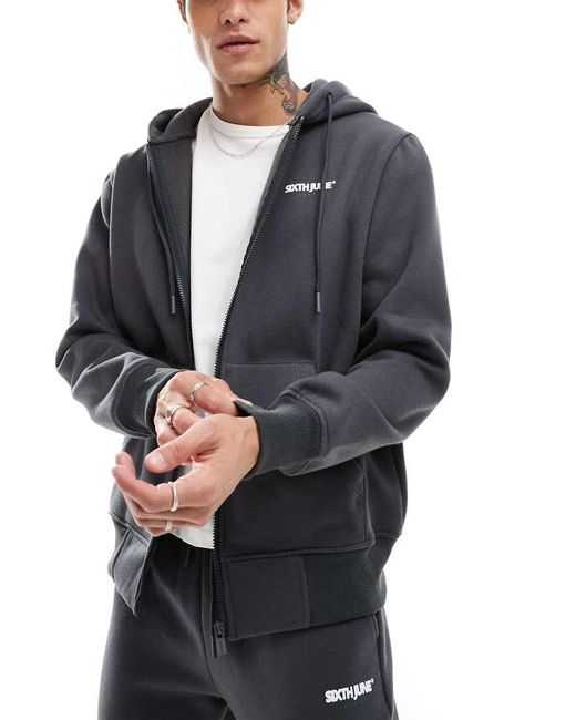 Sixth June Hoodie Met Print En Rits in het Blue voor heren