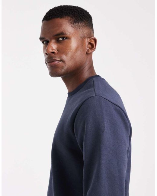 Sudadera Azul Marino Oscuro Con Cuello Redondo De Only & Sons de hombre de color Blue