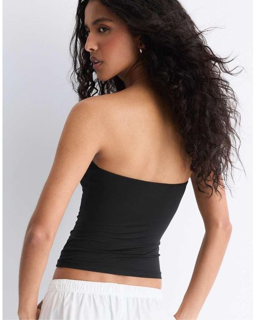 Stradivarius Black Polyamide Bandeau Top