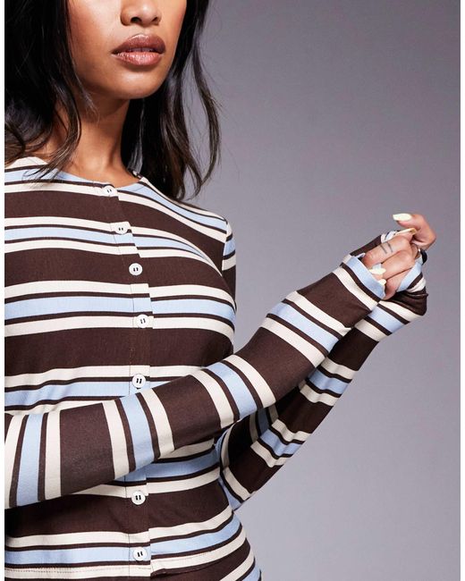 Kaiia Multicolor Exclusive Super Soft Jersey Button-through Long Sleeve Top