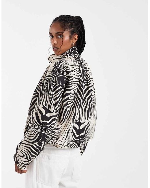 ASOS Black Oversized Bubble Hem Track Jacket