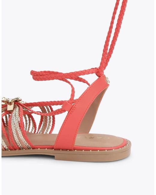 Carvela Kurt Geiger Red Marina Tie Sandal Flat Sandals