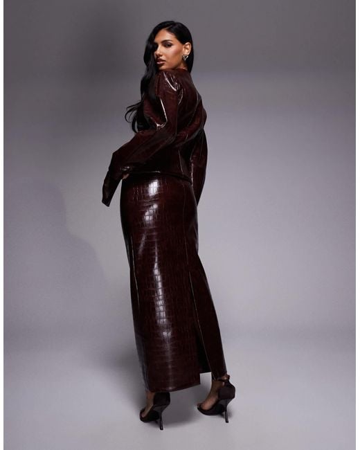 ASOS Blue Croc Pencil Midi Skirt