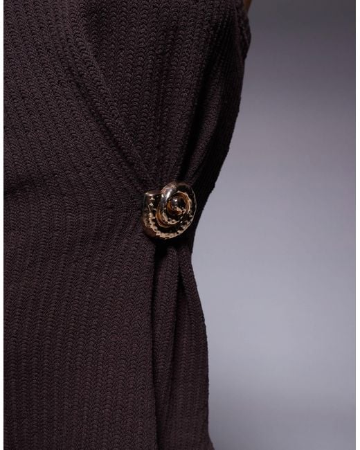 River Island Blue Textured Shell Gold Hardware Wrap Top Co-ord
