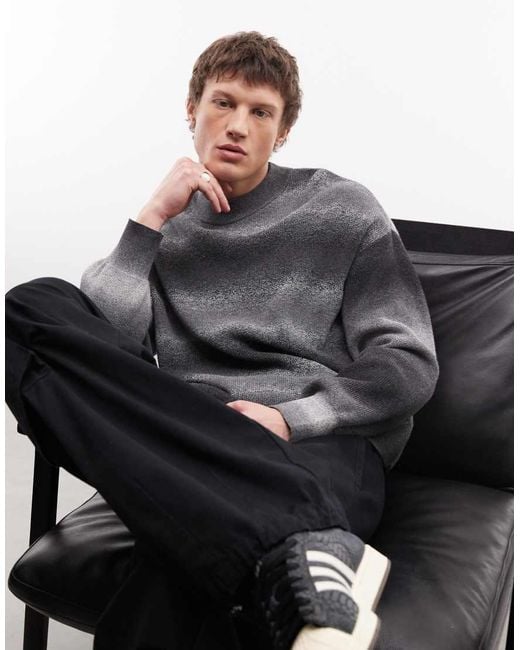 Weekday Black Space Dye Cotton Sweater for men