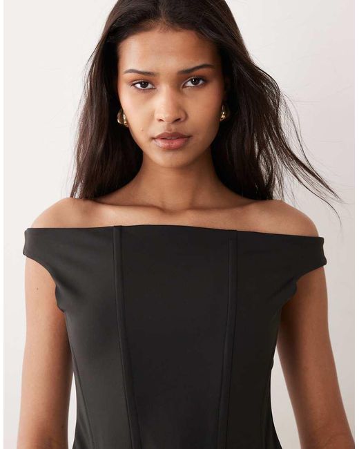ASOS Black Sculpted Bardot Corset Top With Boning