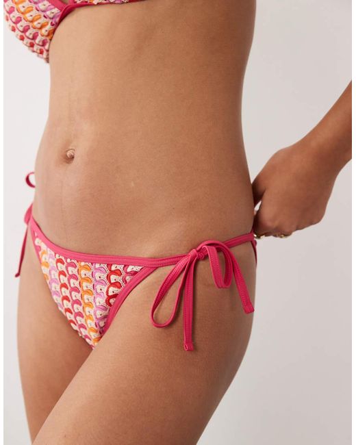 Accessorize Red Crochet Tieside Bikini Bottom