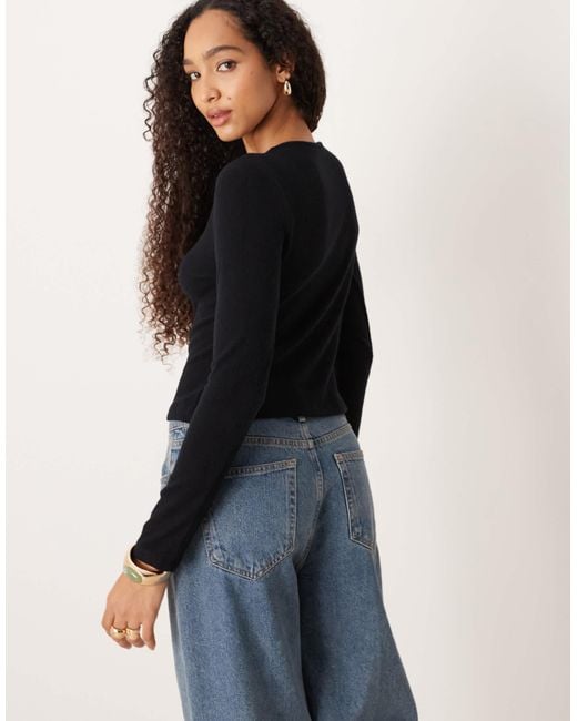 ASOS Blue Supersoft Neat Fit Cardigan With Gold Button Detail