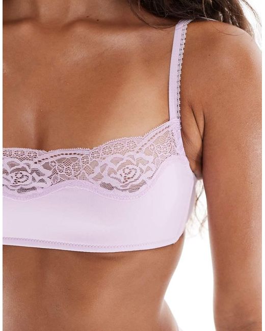 Bralette Rosa Con Cuello Ancho De Encaje Sabrina De -Morado Cotton On de color White