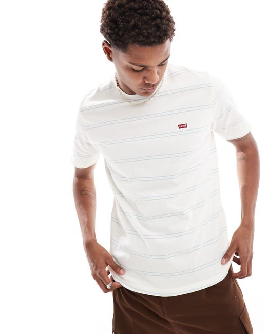 Original - t-shirt color crema a righe con logo batwing di Levi's in White da Uomo