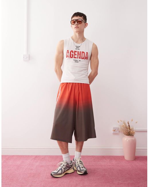 Collusion Red Festival Slim Vest With Slogan Print for men