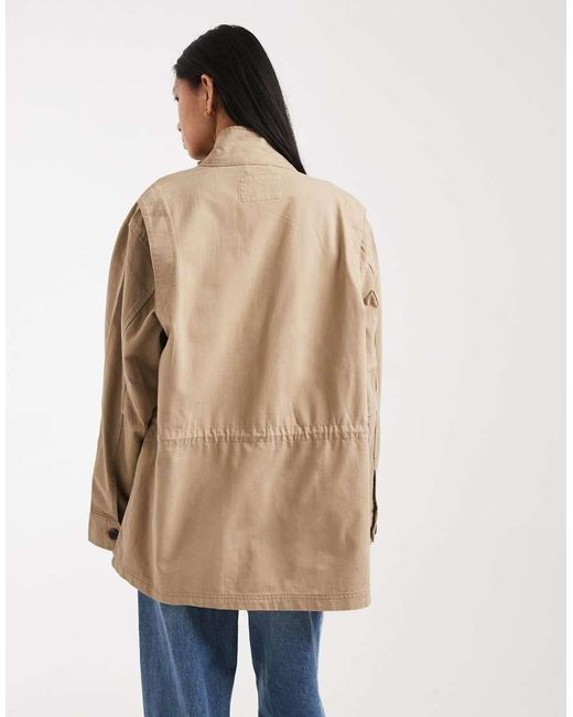 ASOS Natural Asos Design Tall Cotton Four Pocket Parka Jacket