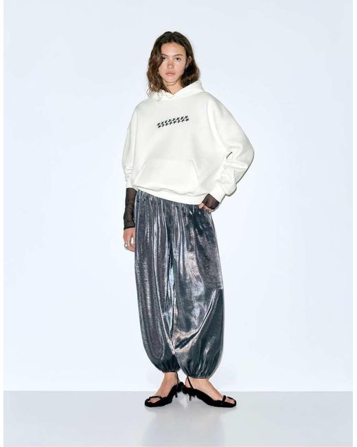Pull&Bear White Star Hoodie