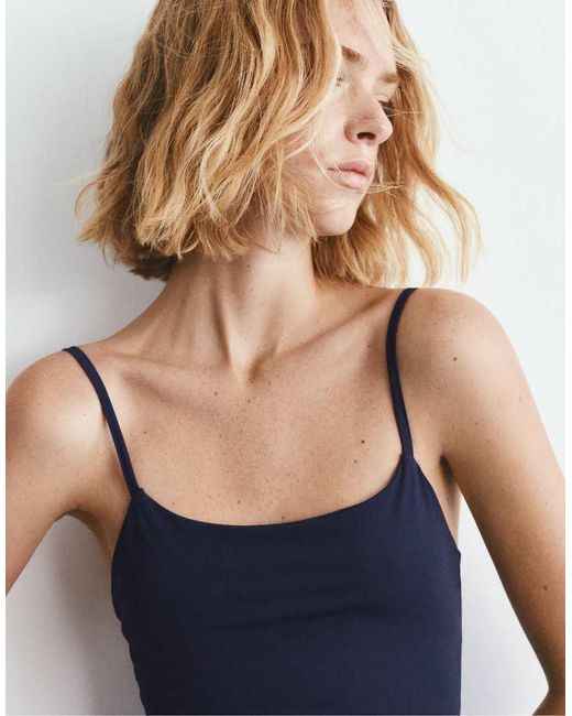 Pull&Bear Blue Polyamide Strappy Midi Dress