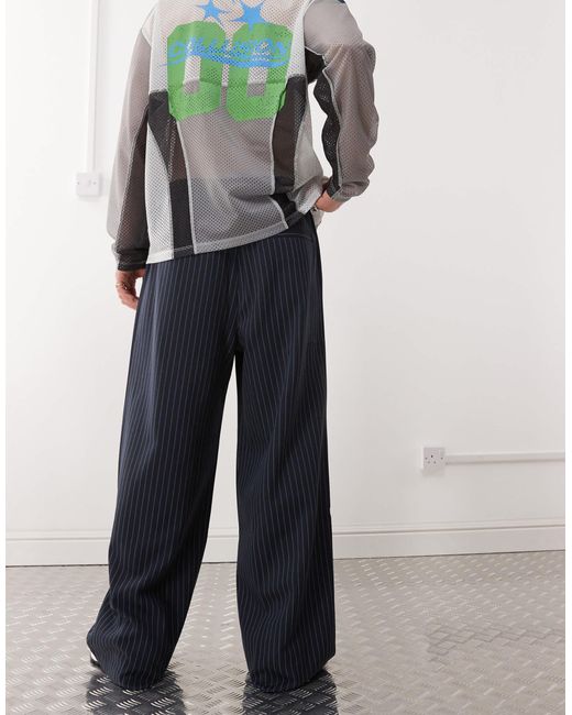 Collusion White Unisex Relaxed Pull On Stripe Pants for men