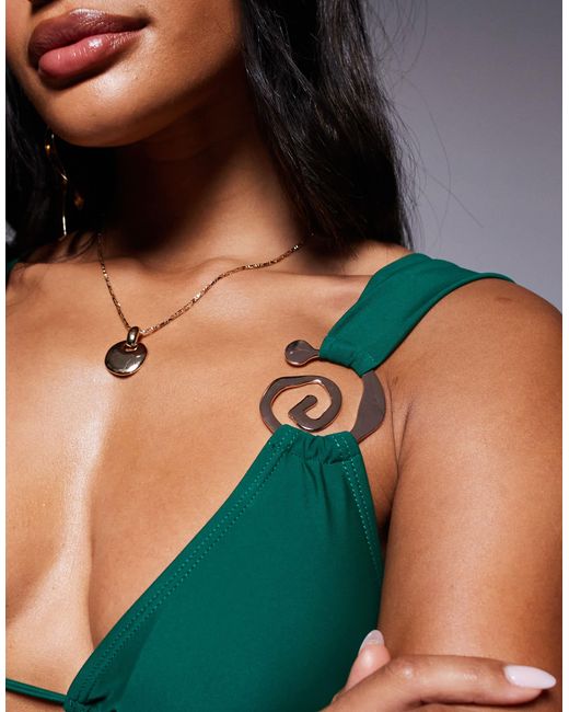 Moda Minx Green Bikini Top With Shell Detail