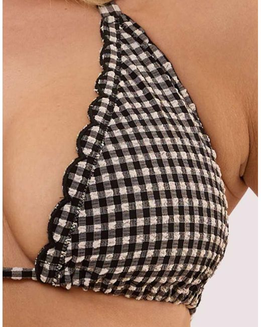 Peek & Beau Black Margot Gingham Scallop Trim Triangle Bikini Top