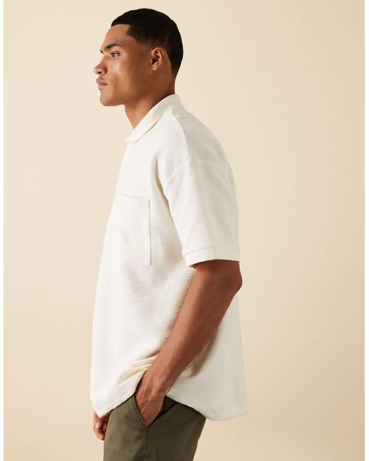 Polo texturé oversize épais ASOS pour homme en coloris Blue